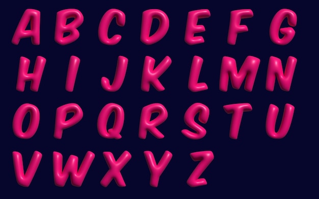 PSD 3d alphabet pink inflatable letters space design outer space galactic alphabet