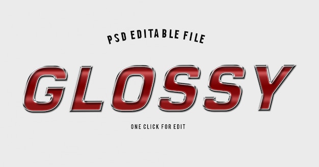 3d alphabet red glossy text effect mockup