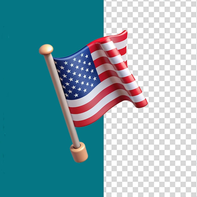 a 3d American flag on transparent