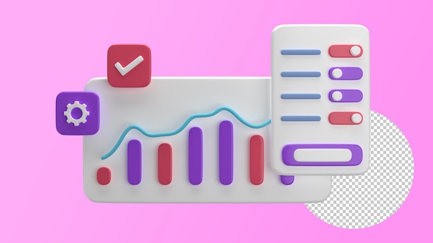 3D Analystic Graphic Chart Illustration