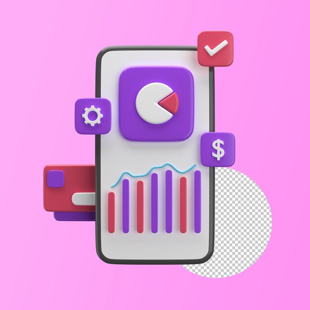 3D Analystic Graphic Chart Illustration