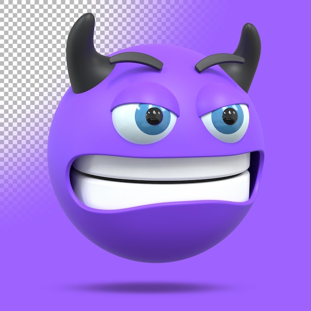 3d angry purple demon. Three dimensional render illustration.