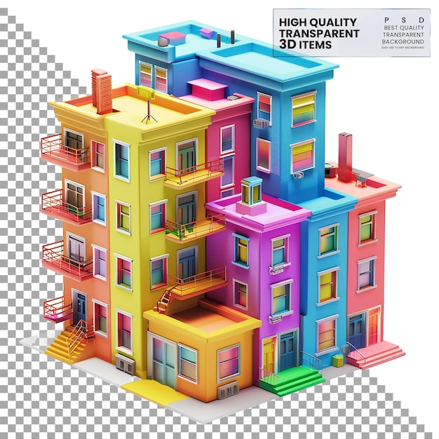 PSD 3d apartment icon a colorful 3d apartment icon on transparent background