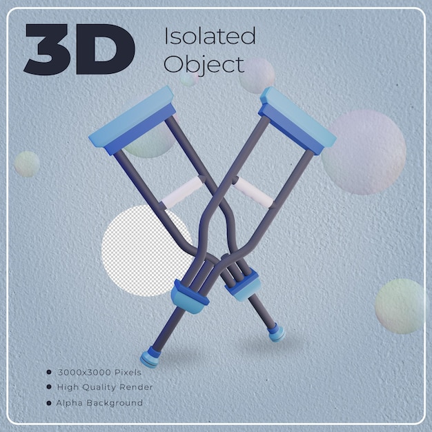 3d Arm Crutch isolated Object with High Quality Render