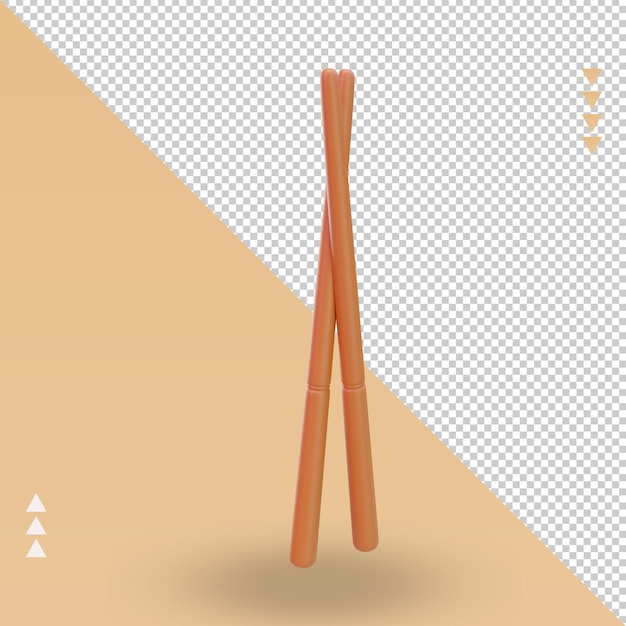 3d Asian food Chopstick rendering left view