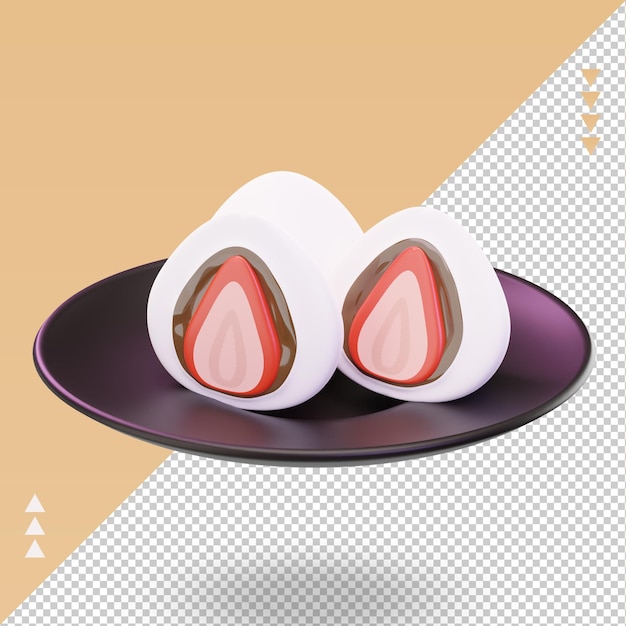 3d Asian food Daifuku rendering right view