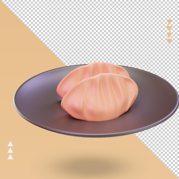 3d Asian food Gyoza rendering left view