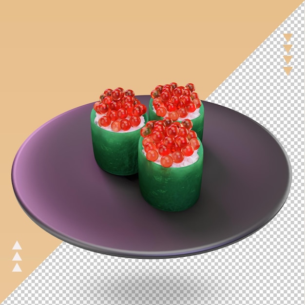 3d Asian food Ikura Sushi rendering right view