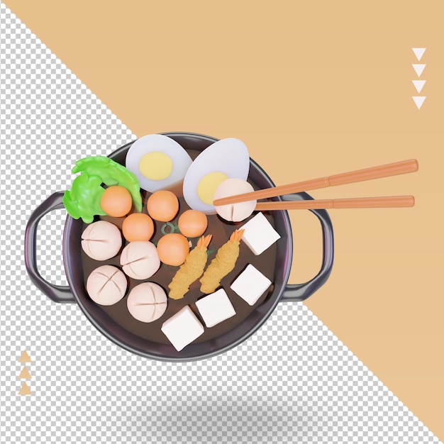 3d Asian food Nabe rendering top view