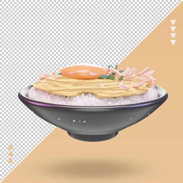 3d Asian food Oyakodon rendering front view