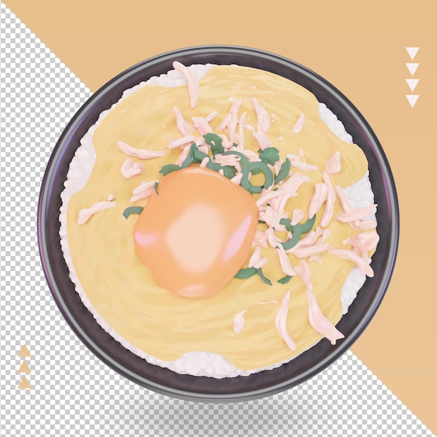 3d Asian food Oyakodon rendering top view