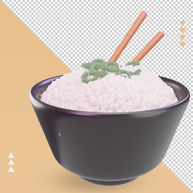 3d Asian food Rice bowl rendering left view