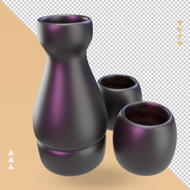 3d Asian food Sake rendering left view