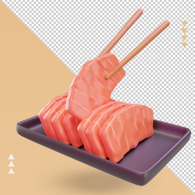 3d Asian food Sashimi rendering left view