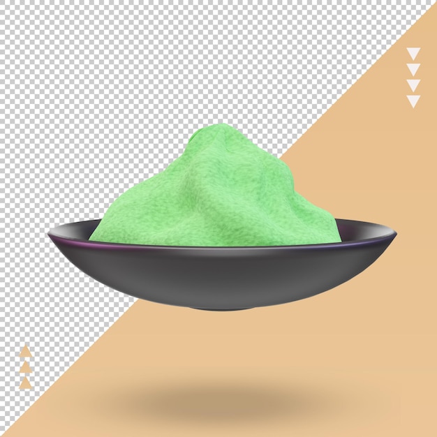 3d Asian food Wasabi rendering front view