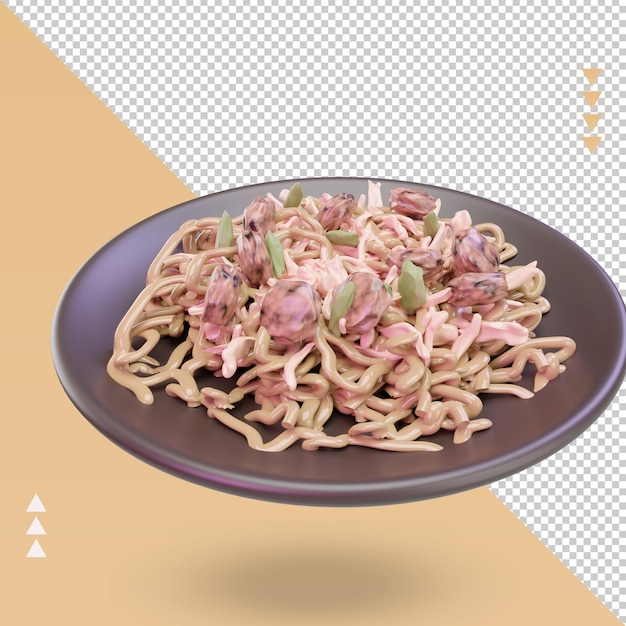 3d Asian food Yakisoba rendering left view