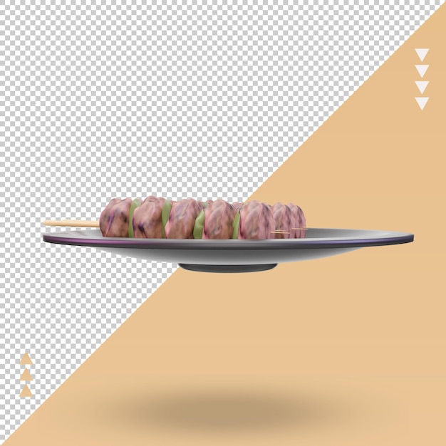 3d Asian food Yakitori rendering front view