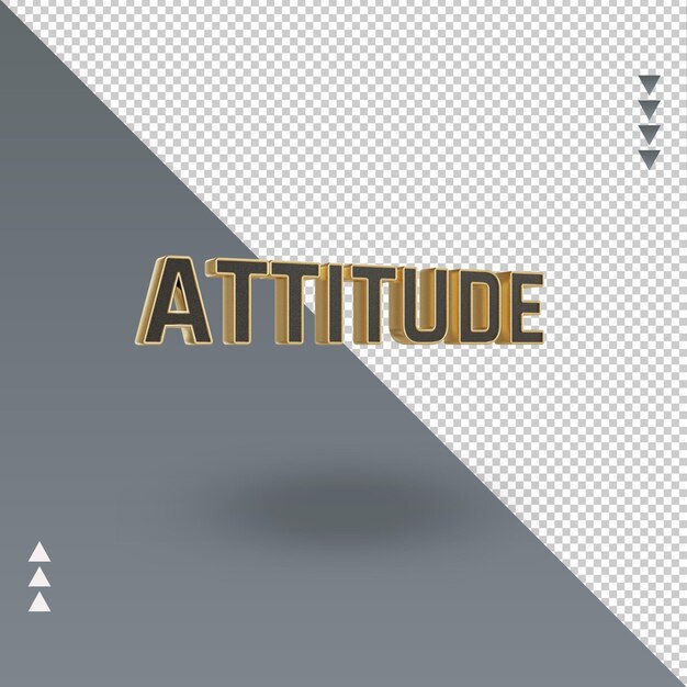 3d Attitude black gold icon rendering left view