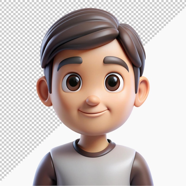 PSD 3d avatar cartoon character on transparent background