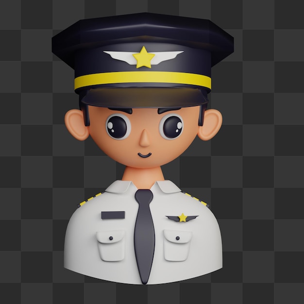 3d avatar character pilot icon illustration