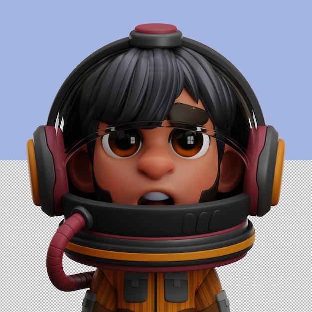 PSD 3d avatar illustration astronout isolated on the transparent background