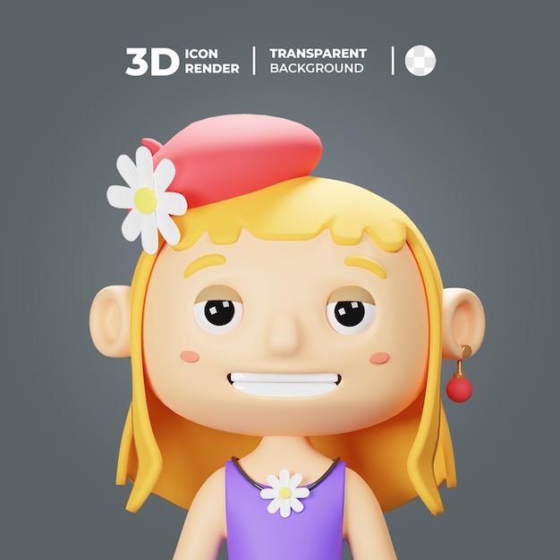 3D Avatar Spring Girl With Hat