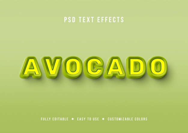 3D Avocado Text Effects With Green Flavour