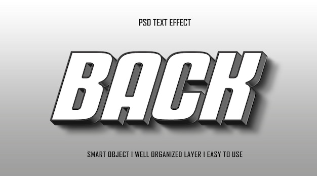 3d back editable text effect style