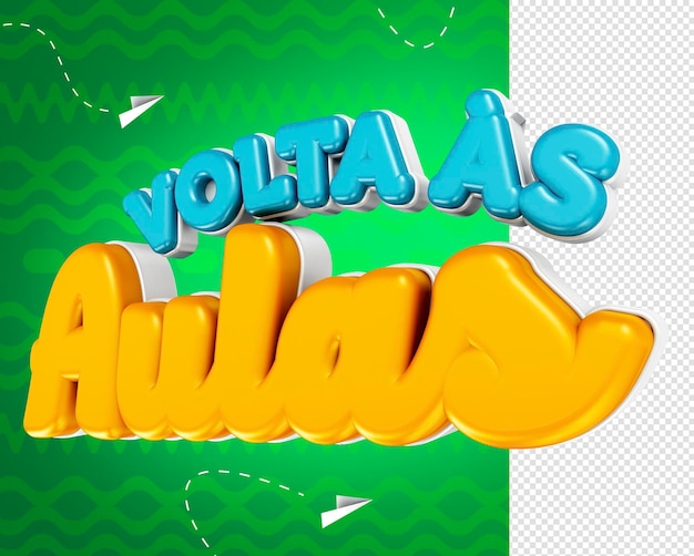 3d back to school logo for school campaigns volta as aulas no brazil