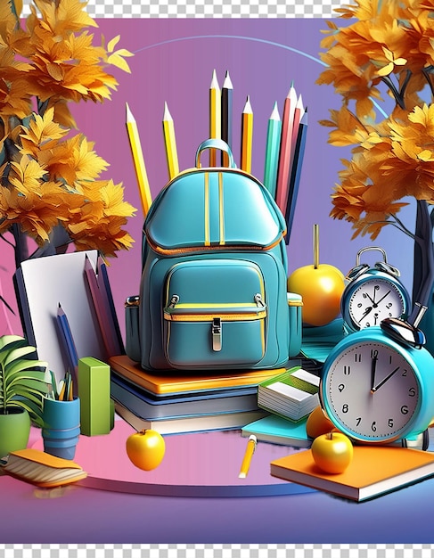 3d back to school poster banner illustration