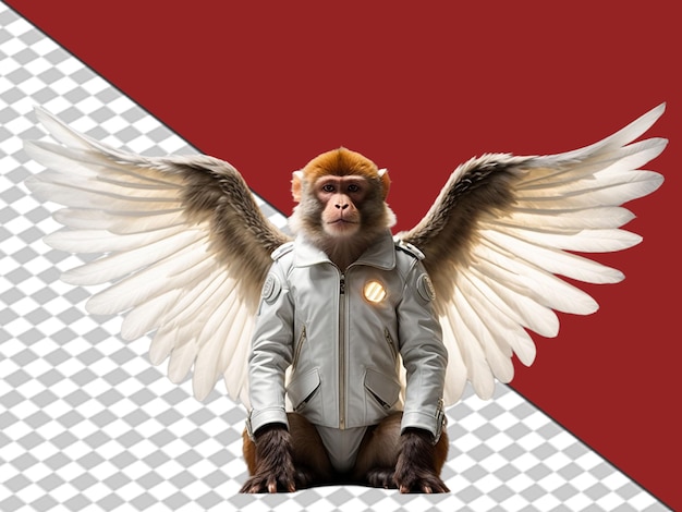 3d background Engle wings with Monkey light on white background