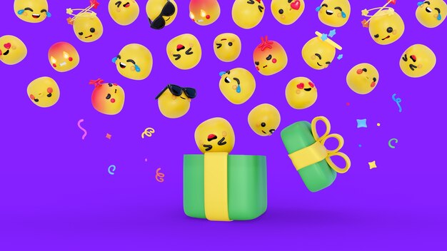 PSD 3d background with emojis