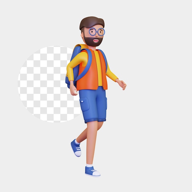 3d backpacker concept illustration