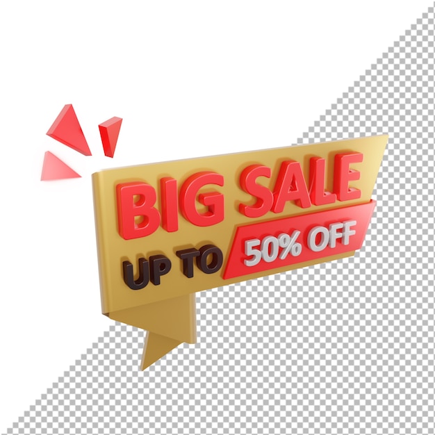 3D Badge Big Sale Up To 50% Off Isolated