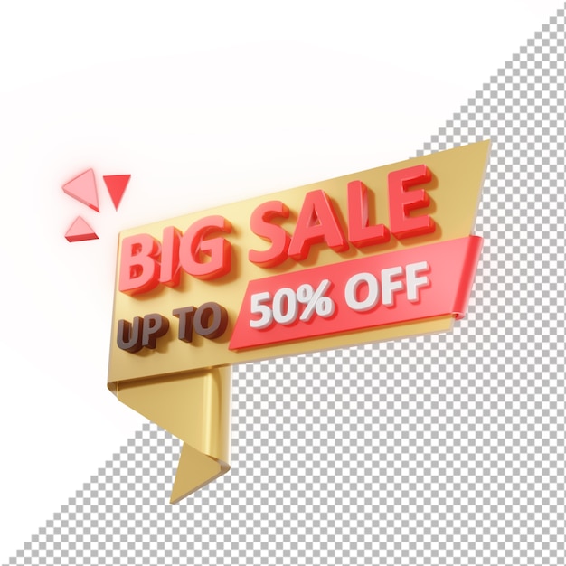 3D Badge Big Sale Up To 50% Off Isolated