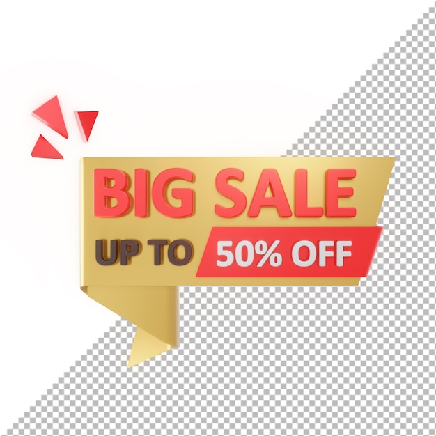 3D Badge Big Sale Up To 50% Off Isolated