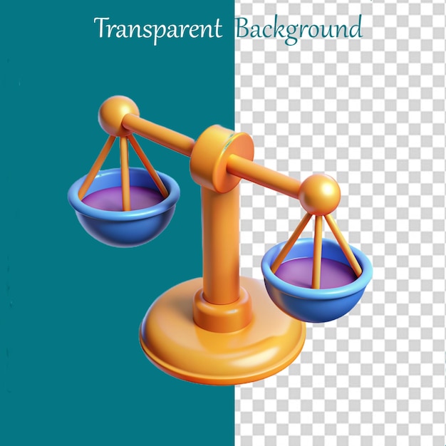 a 3d balance scale isolated on transparent background