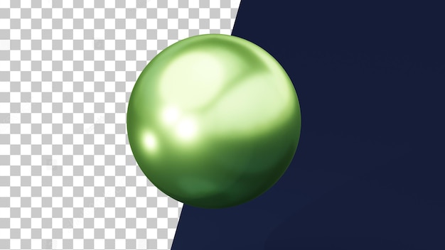 PSD 3d ball shiny green rendered sphere transparent