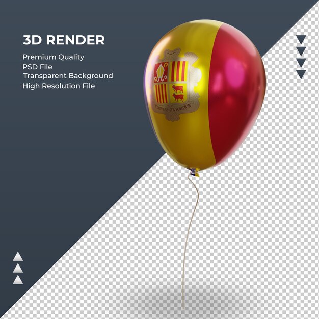 3d Balloon Andorra flag realistic foil rendering right view