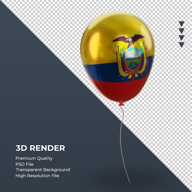 3d Balloon Ecuador flag realistic foil rendering left view