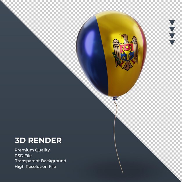 3d Balloon Moldova flag realistic foil rendering left view