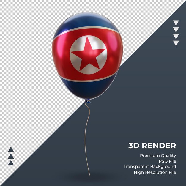 PSD 3d balloon north korea flag realistic foil rendering front view