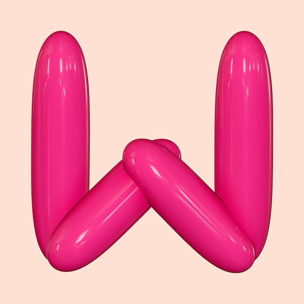 PSD 3d balloon pink letter w