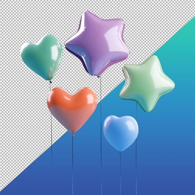 PSD 3d balloons floating in air