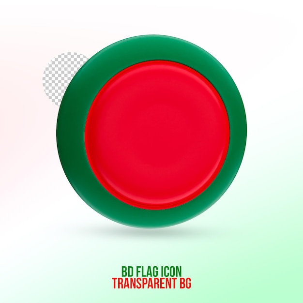 3D Bangladeshi Flag icon with transparent background