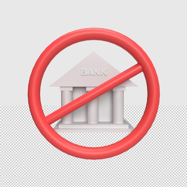 3D Bank Blocked concept rendered illustration