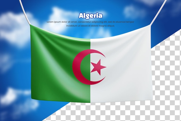 3d banner flag of Algeria or 3d Algeria waving banner flag