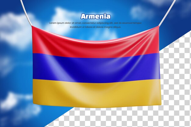 3d banner flag of Armenia or 3d Armenia waving banner flag