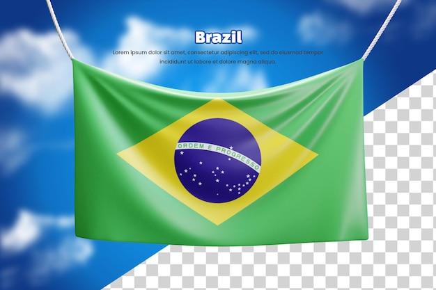 3d banner flag of Brazil or 3d Brazil waving banner flag