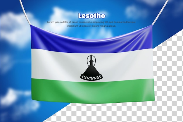 3d banner flag of Lesotho or 3d Lesotho waving banner flag